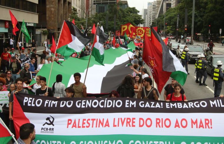 Ato em SP de apoio à Palestina pede cessar-fogo imediato em Gaza