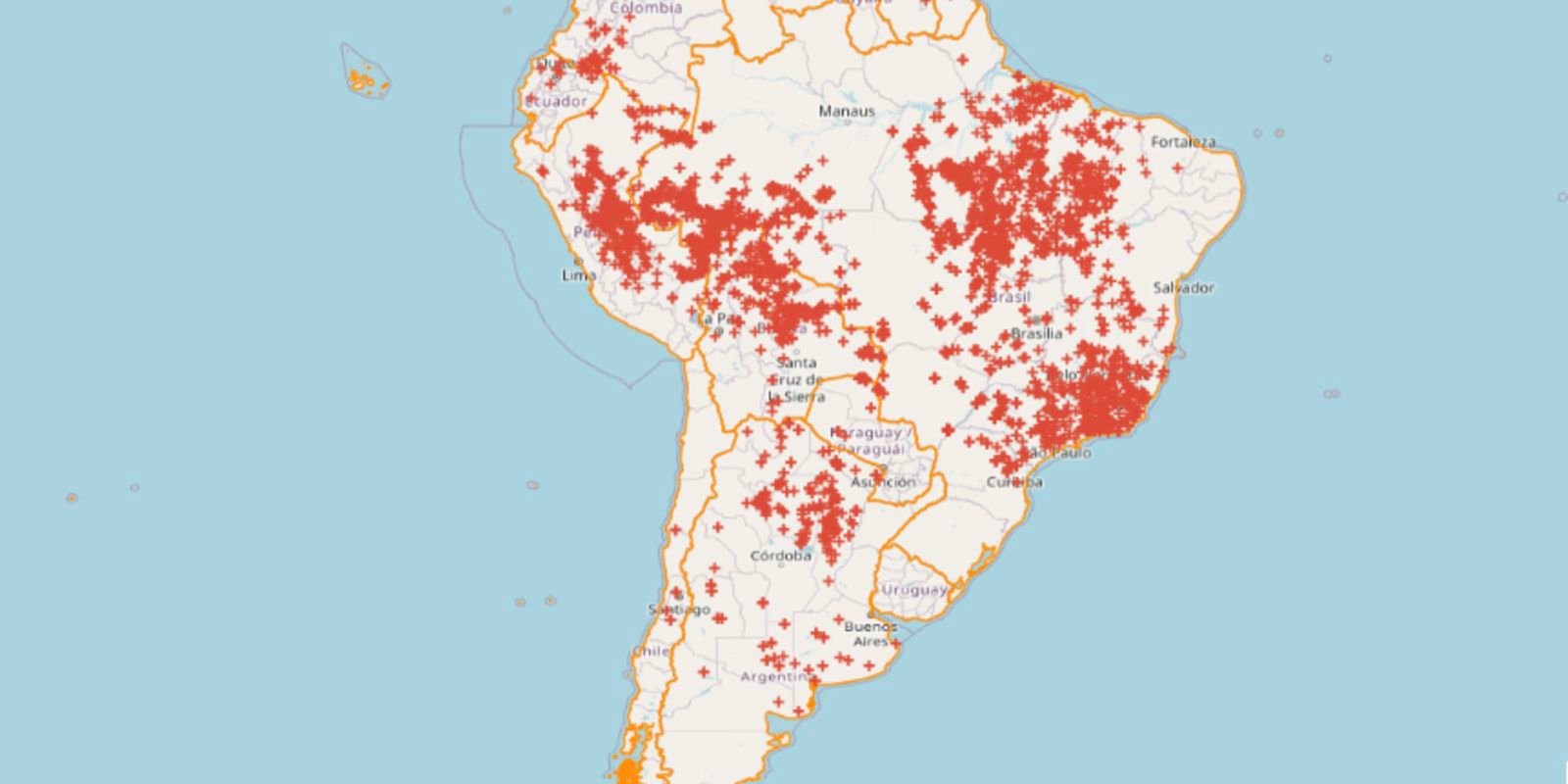 Brasil concentra 71,9% das queimadas na América do Sul nas últimas 48h