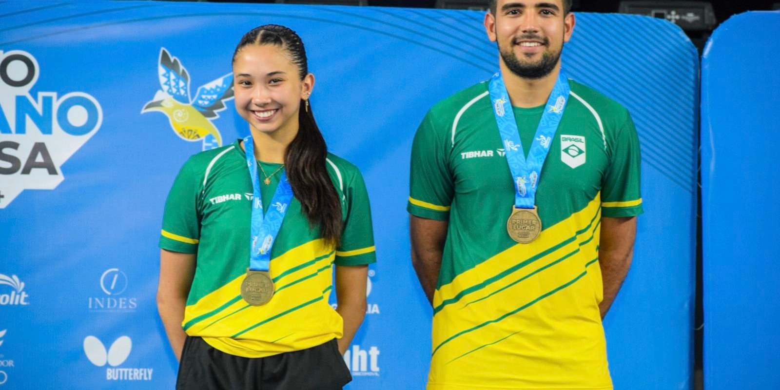 Giulia Takahashi e Guilheme Teodoro são ouro no Pan de tênis de Mesa