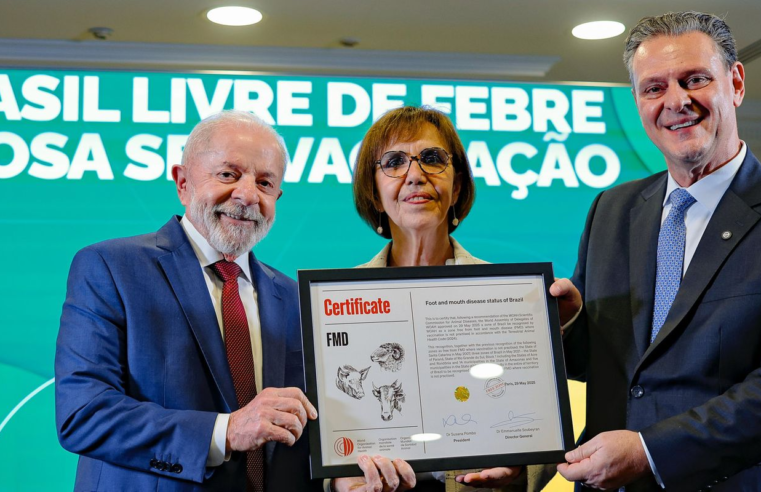 Lula recebe certificado de país livre da febre aftosa