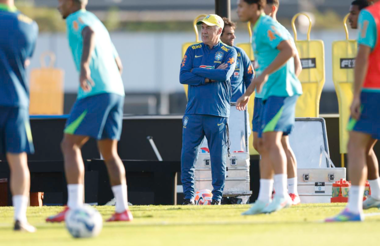 Carlo Ancelotti comanda o primeiro treino da seleção brasileira