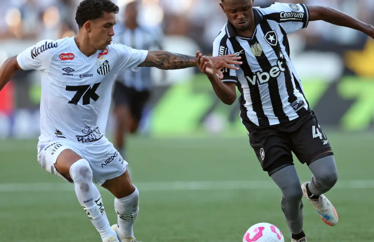 Botafogo fica duas vezes à frente, mas cede empate ao Santos no Rio