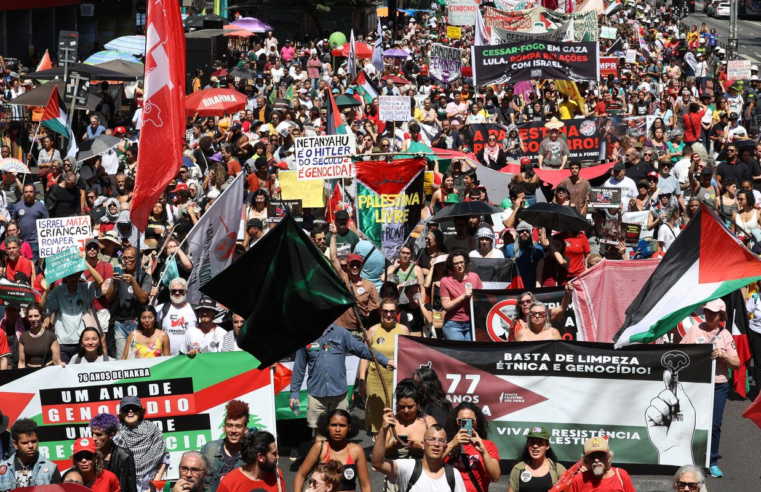Ato pede libertação de ativistas de flotilha e medidas duras do Brasil