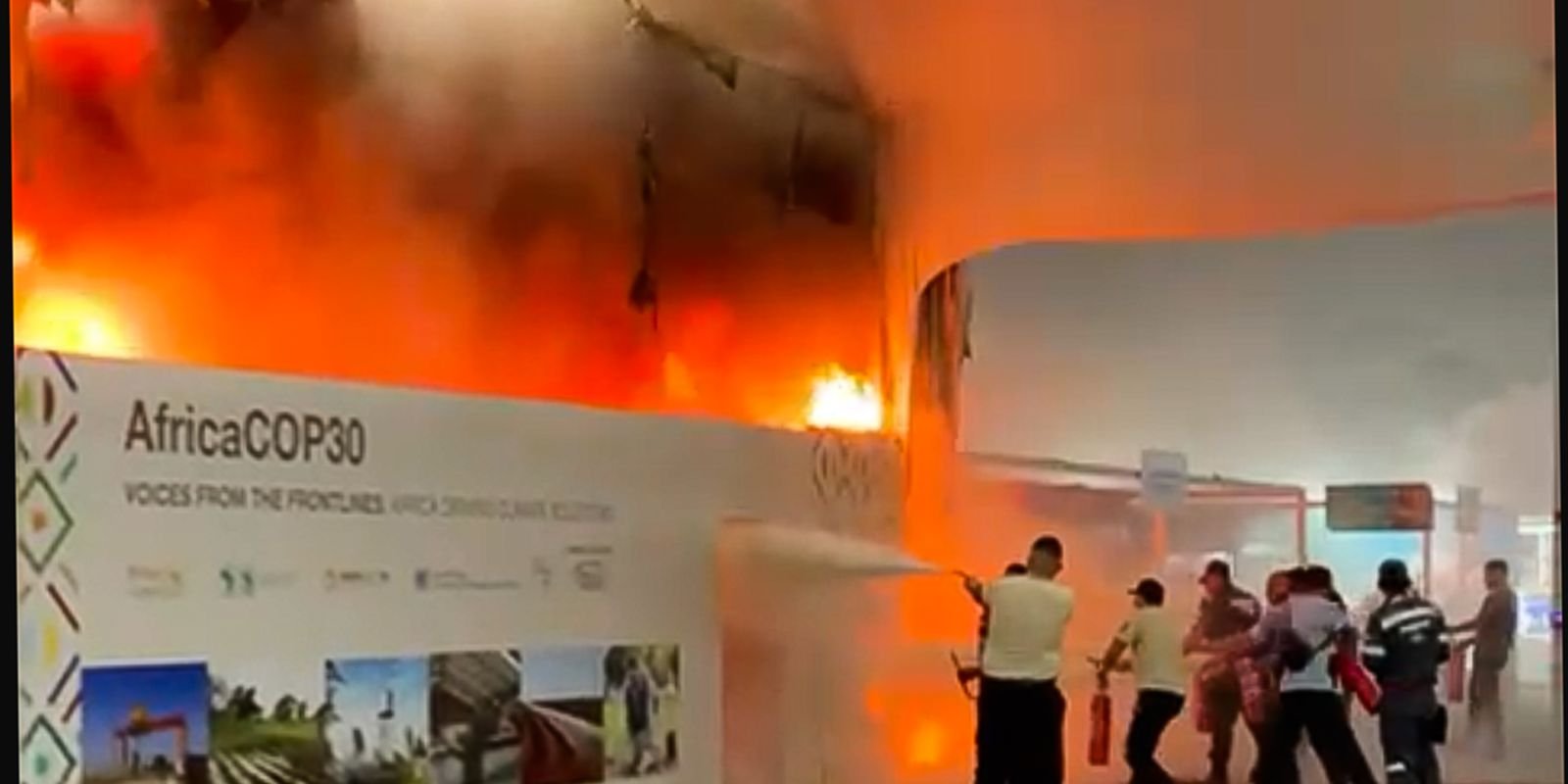 Incêndio atinge parte do pavilhão da COP30, em Belém