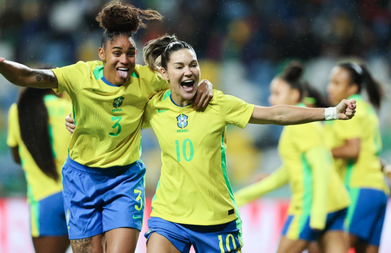 Seleção feminina fecha 2025 com goleada de 5 a 0 sobre Portugal