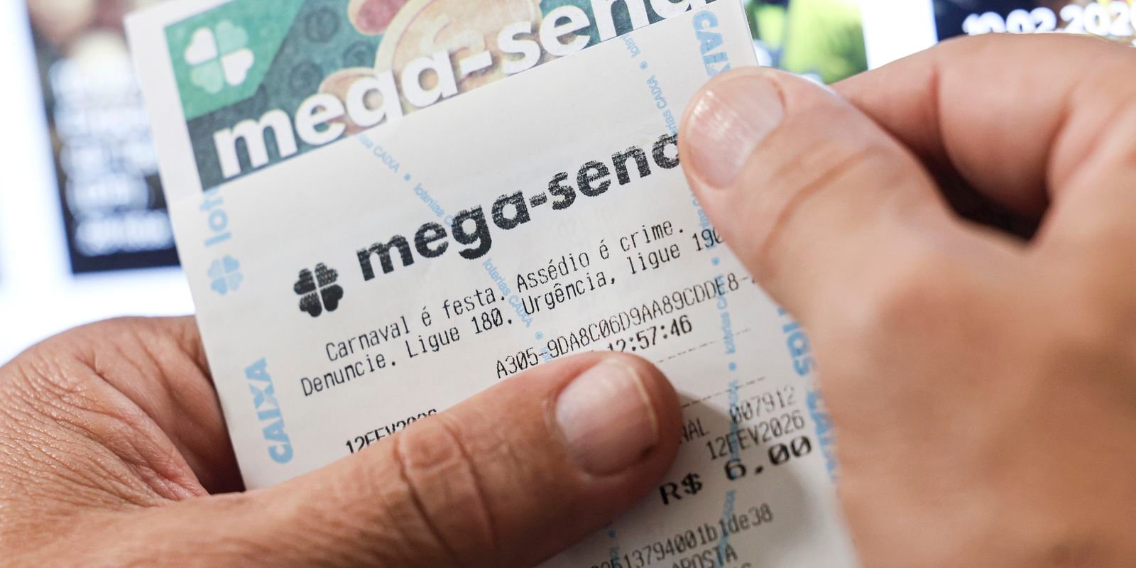 Bilhete de loteria traz alerta de combate à violência contra a mulher